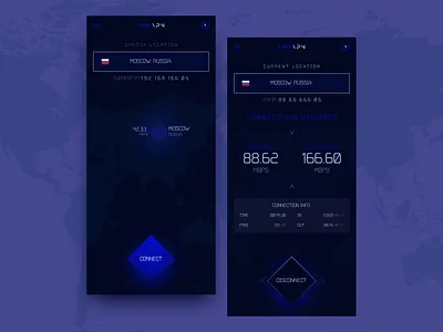 VPN Concept App Design blue branding cyber dark modern ui uiux ux vpn