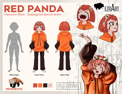 Red Panda - Character Design Sheet character design characterart illustration