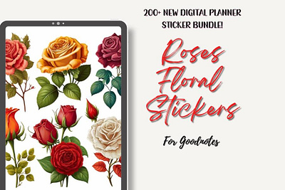 Goodnotes Roses Digital Stickers 200+, Digital Planner Stickers botanical stickers clipart design digital organizer digital planner digital stickers floral stickers flower stickers goodnotes digital goodnotes stickers graphic design illustration planner accessories planner stickers rose stickers roses stickers unique stickers