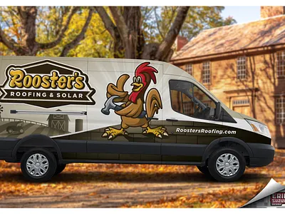 Roosters Roofing & Solar branding logo design sacramento sacramento graphic design vehicle wrap design