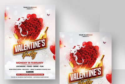 White Valentine’s Party Flyer Template (PSD) download flyers elegant flyer flyer invitation party flyers psdflyer template valentines day valentines day flyer valentines flyer