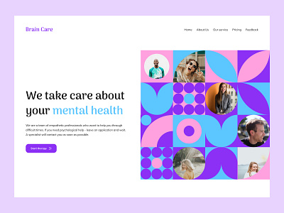 Psychology Therapy Langing Page Hero concept hero landing page ui ux visual design web design