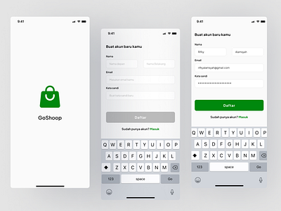 Sign Up Page - Minimalist App Design design dribbble dribbble best shot ecommerce goshop ios login login page minimalist design mobile design register register page shopping app sign up sign up page ui ui design ux