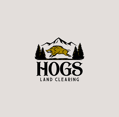 HOGE LAND CLEARING illustration landscaping logo logodesign logos vintage