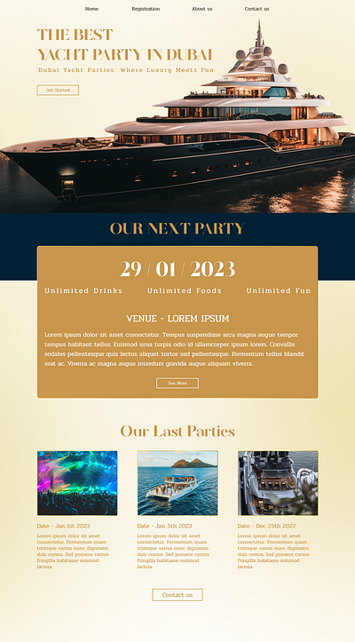Yacht Party - Landing Page design graphic design landing page ui ux website ui