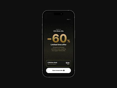 Upselling screen for Pantakala.app android app dark mode figma fitness ios mobile modern paid paywall sport superwall ui upselling users workout