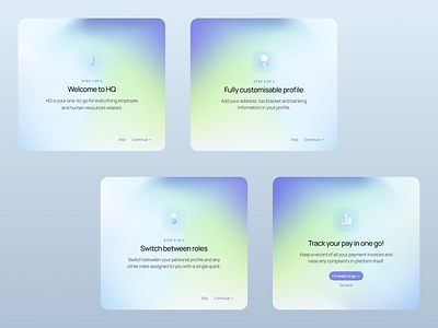 Onboarding Modals- HR Platform 3d blue clean company creative design employees gradient hr instructions mesh minimalist modals onboarding ui vectors