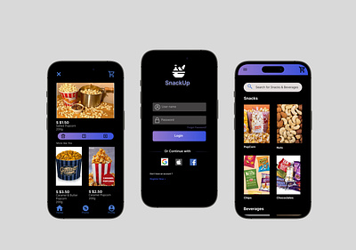 Snack Ordering App for Movie Theatres app branding design graphic design illustration logo typography ui uiux ux vector