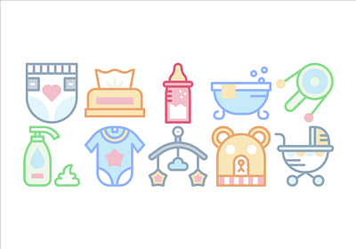 Baby Icon Pack baby icon pack colorful cute icon pack flat icon icon design icon pack outline icon