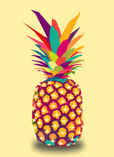 pineapple fruit pop art animation branding collorfull cool fruit fruits graphic design illustration logo pineapple pop art popart vector wpap