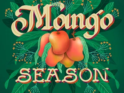 Mango Season custom lettering design dribbble edible food food illustration freethrow graphic design hand lettering illustration lettering mango motion graphics procreate
