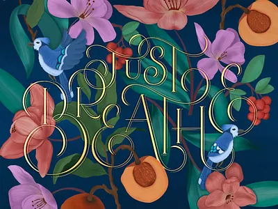 Just Breathe abstract bird bird illustration botanical illustration custom lettering design dribbble floral illustration freethrow hand lettering illustration lettering procreate