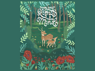 Your Only Limit Is Your Mind animal illustration botanical illustration custom lettering dribbble freethrow hand lettering illustration landscape illustration lettering nature illustration procreate scenery wildlife illustration