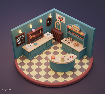 CUTE PASTRY SHOP ISOMETRIC 3D 3d flat isometric pastry shop