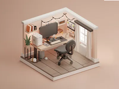 3D Rooms - Workspace - Blender 3d graphic design