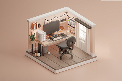 3D Rooms - Workspace - Blender 3d graphic design