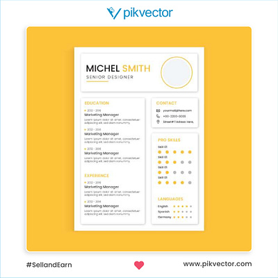 Modern & Professional templates for resume / CV on Pikvector branding design designing earn money graphic design ideas illustration logo vector