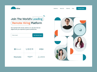 Hiring Platfrom Redesign agency best design freelance hero hire online hiring hiring platform job board job offer job posting landing page management market place recruitment remote job ui uiux web design website work online