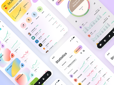 Mobile app - Troier app bank banking card credit crypto dark dashboard design finance fintech gradient investing mobile ui uiux ux wallet white