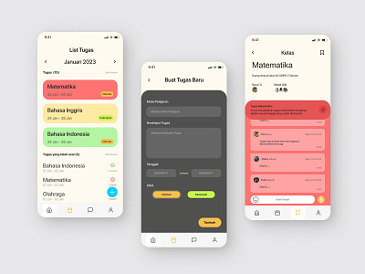 Concept Management Homework for School with Discussion Feature design feature homework icon ios management minimal minimalist mobile app pastel color project school tasks ui ux warm color