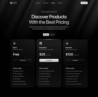 Dark Pricing Page Design dark theme hero pricing pricing page ui ui design web design website