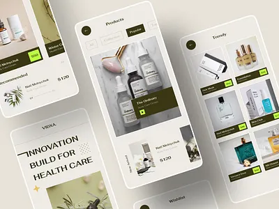 Cosmetics store app. app beauty clean cosmetics design ecommerce facecare facial femine futuristic ios makeup mobile product shop skin skincare store ui ux wellness