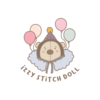 Izzy Stitch Doll Logo Design branding children art cute art design graphic design illustration logo vector