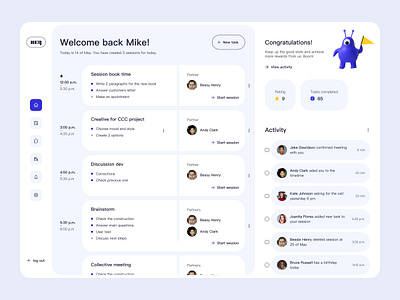 Time manager app design dashboard design desktop home managment time management time manager ui ui ux ux