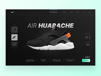 Shoe Product Page Design clean dailyui dark design landingpage modern nike product shoe ui uxdesign webdesign