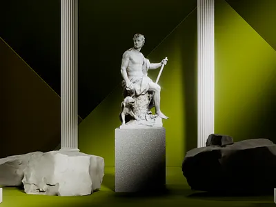 Abstract Museum 3d art abstract green illustration museum