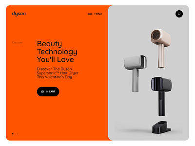 DAYSON - SITE FOR A MODERN HAIR DRYER | LANDING | BRUTALISM | UI 2023 appliances beauty brutalism design dyson figma flat hair dryer home landing minimalism orange shop store technology ui ux webdesign website