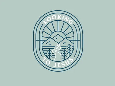 Looking to Jesus - Women's Conference Logo church journey linear monoline mountains path teal