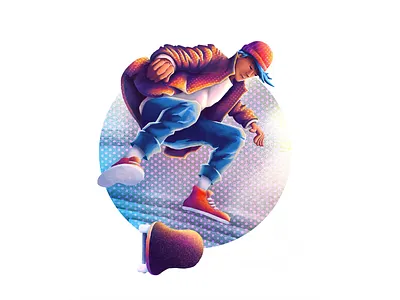 The kickflip design illustration illustrator msw photoshop procreate vector