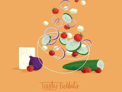 Greek Salad bright brushes food fun illustration photoshop