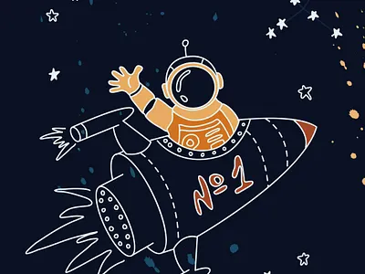 Astronaut astronaut character cosmo flat illustration retro rocket space vector