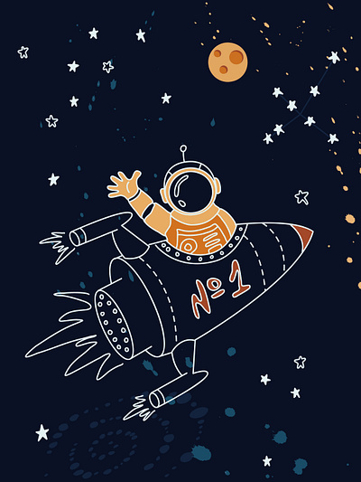 Astronaut astronaut character cosmo flat illustration retro rocket space vector