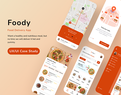 Foody - Food Delivery App - UX/UI Case Study app design case study design figma food delivery app foody google forms miro mobile design motion design photoshop product design ui design ux design uxui design