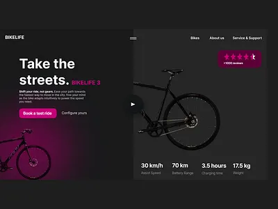 Bike landing page design home home page landing page landingpage ui ui design uiux user interface userinterface ux uxui web design web page webpage website