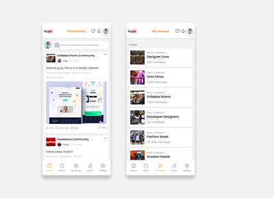 Hype Community App app branding community design mobile ui ux