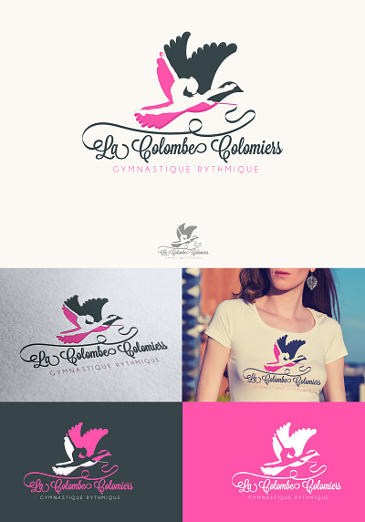 gymnastics and pigeon illustration logo vector