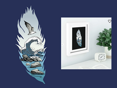 Misty Seaside View beach illustration bird feather coastal lake view ocean graphic art ocean view ocean waves sea bird art seagull seaside sun and sea surfing vacation wave graphic