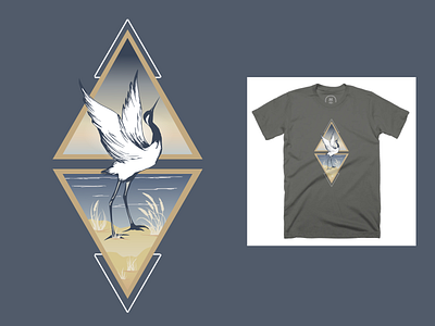 Crane At The Lake beach theme by the lake coastal life coastal theme crane bird crane illustration geometric beach geometric bird geometric crane geometric modern lake life minimalistic coastal modern beach modern coastal art