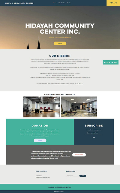 Hidayah Community Center (Website Design Project) branding design graphic design ui web design
