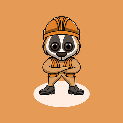 Cute Slow Loris Miner animal animation branding cute design graphic design icon illustration kawaii logo miner meme logo tees design idea ui universal mascot design