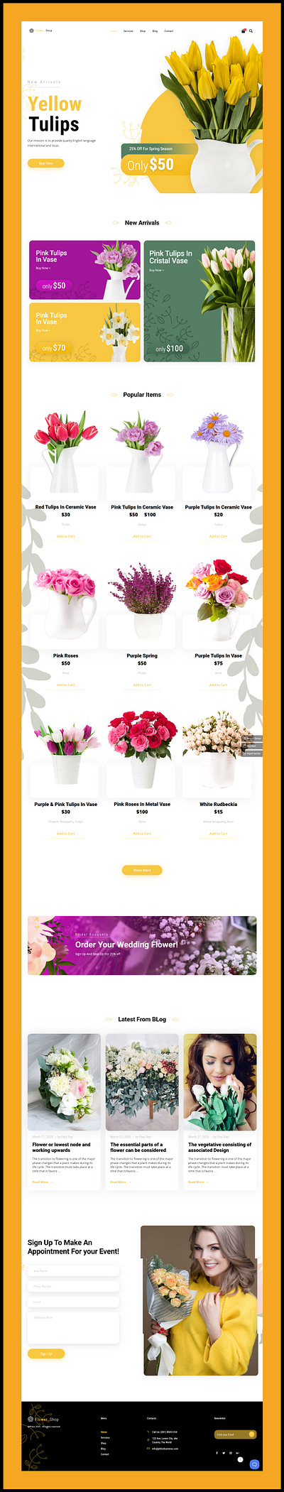 Flower Shop Landing Page beautiful product showcase e commerce floral design flower shop website minimalist flower shop modern florist landing page online flower store tulip shop ui ui