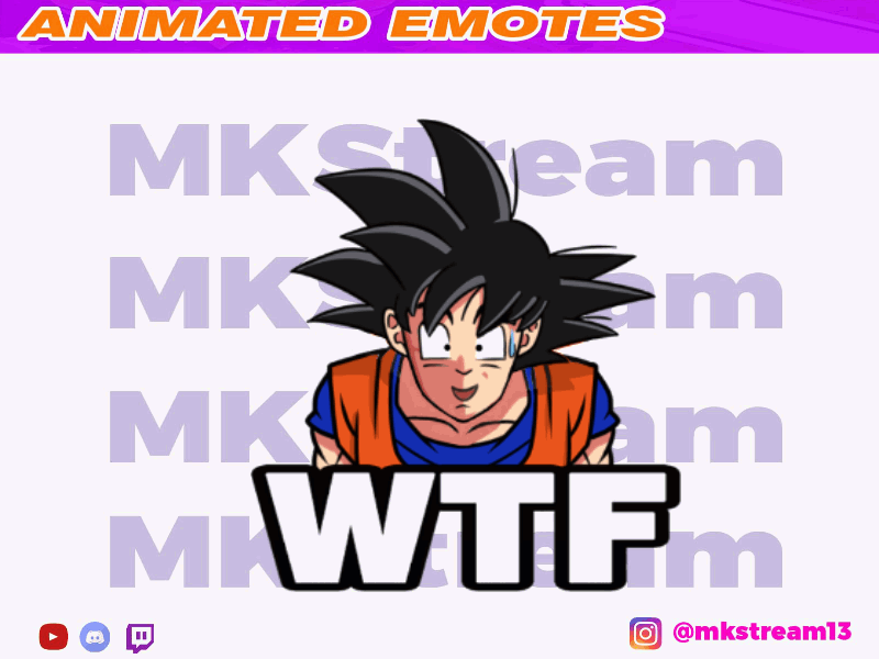 Twitch animated dragon ball son goku shock wtf animated emotes animation anime design emotes goku illustration sub badge twitch vegeta why wtf