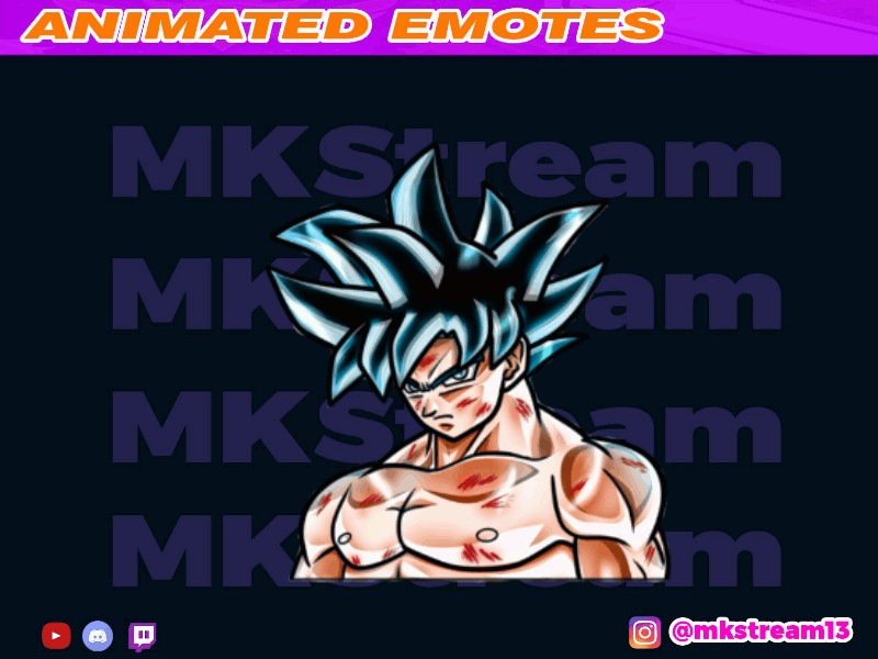 Twitch animated dragon ball son goku ultra instinct animated emotes animation anime design emotes goku illustration sub badge super saiayan twitch ultra instinc