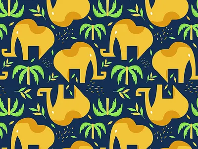 Wild Cute Elephant Digital Paper all over print animal animal with plant baby pattern baby product childish pattern elephant graphics graphic pattern greeting card illustration packaging repeat pattern seamless pattern stationary item textile graphics textile pattern yellow pattern