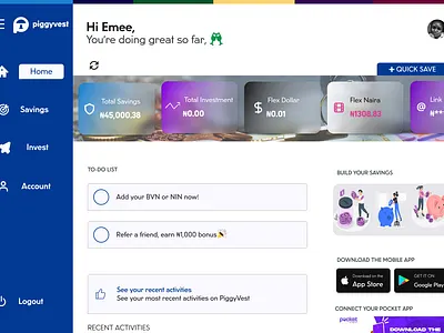 Piggyvest dashboard branding design logo typography ui ui ux ux