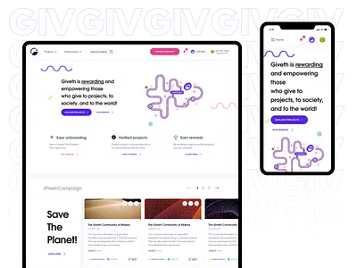 Giveth landing page clean design minimal ui ux